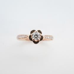 Chanel Ring Camellia Half Eternity Diamond K18PG Pink Gold Women's