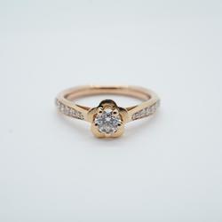 Chanel Ring Camellia Half Eternity Diamond K18PG Pink Gold Women's