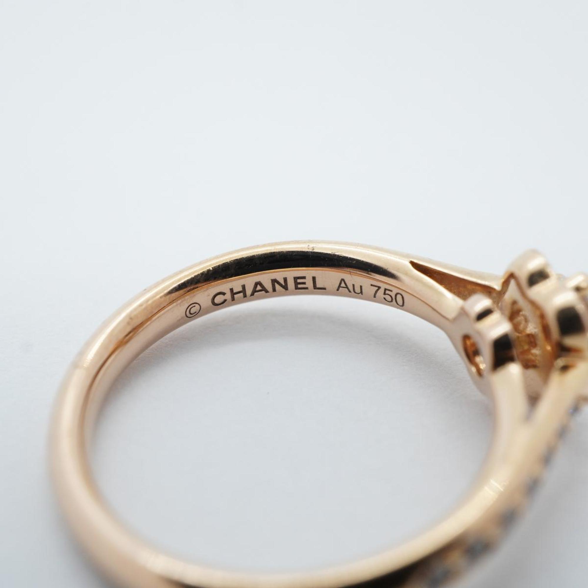 Chanel Ring Camellia Half Eternity Diamond K18PG Pink Gold Women's