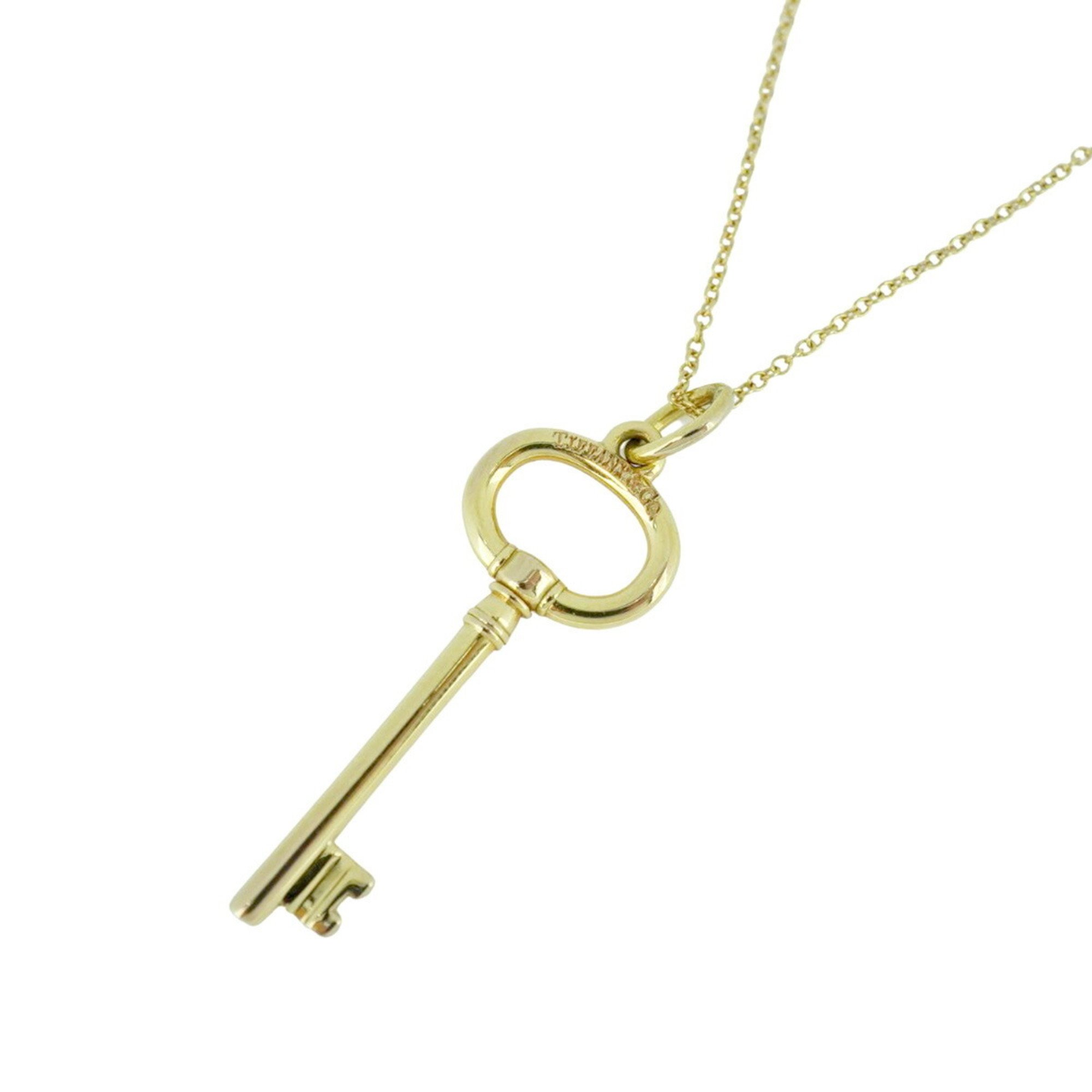 Tiffany Necklace Oval Key K18YG Yellow Gold Women's