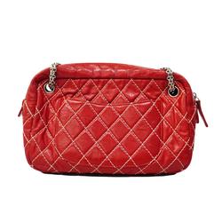 Chanel Shoulder Bag Matelasse 2.55 Chain Leather Red Women's