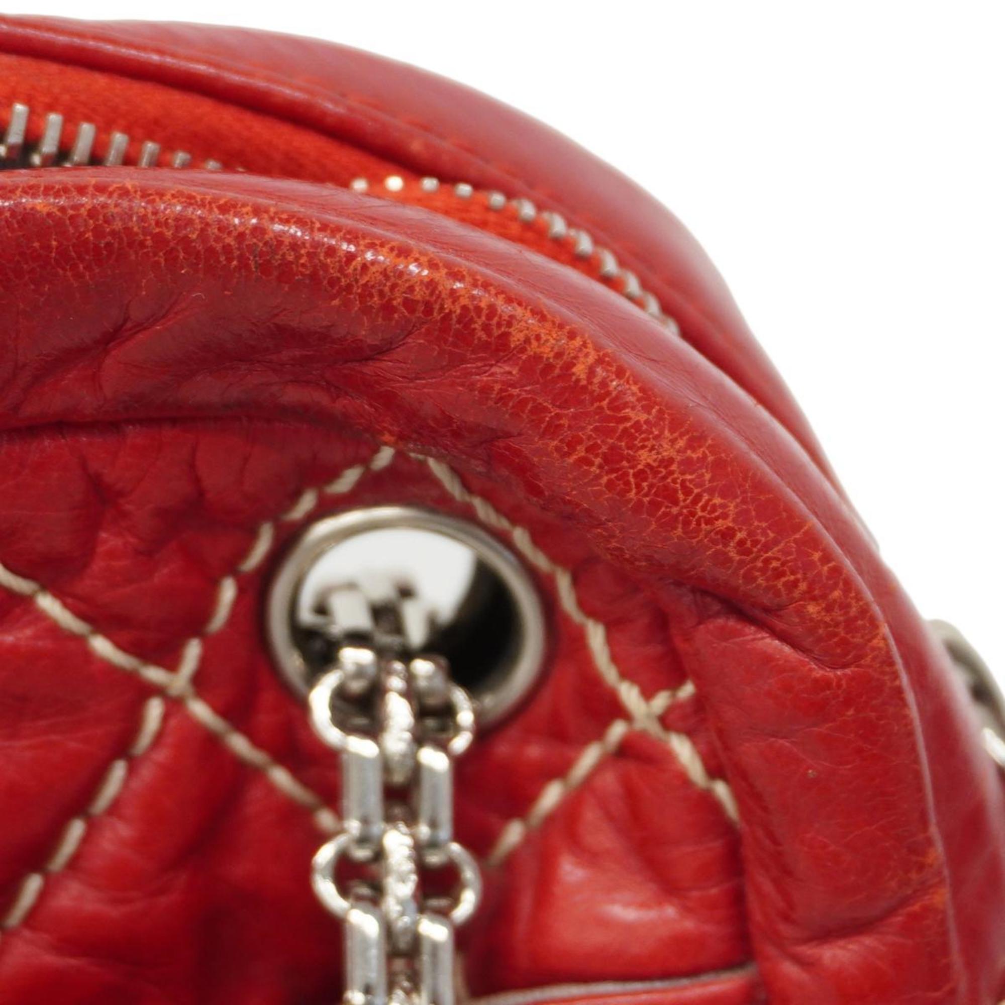 Chanel Shoulder Bag Matelasse 2.55 Chain Leather Red Women's