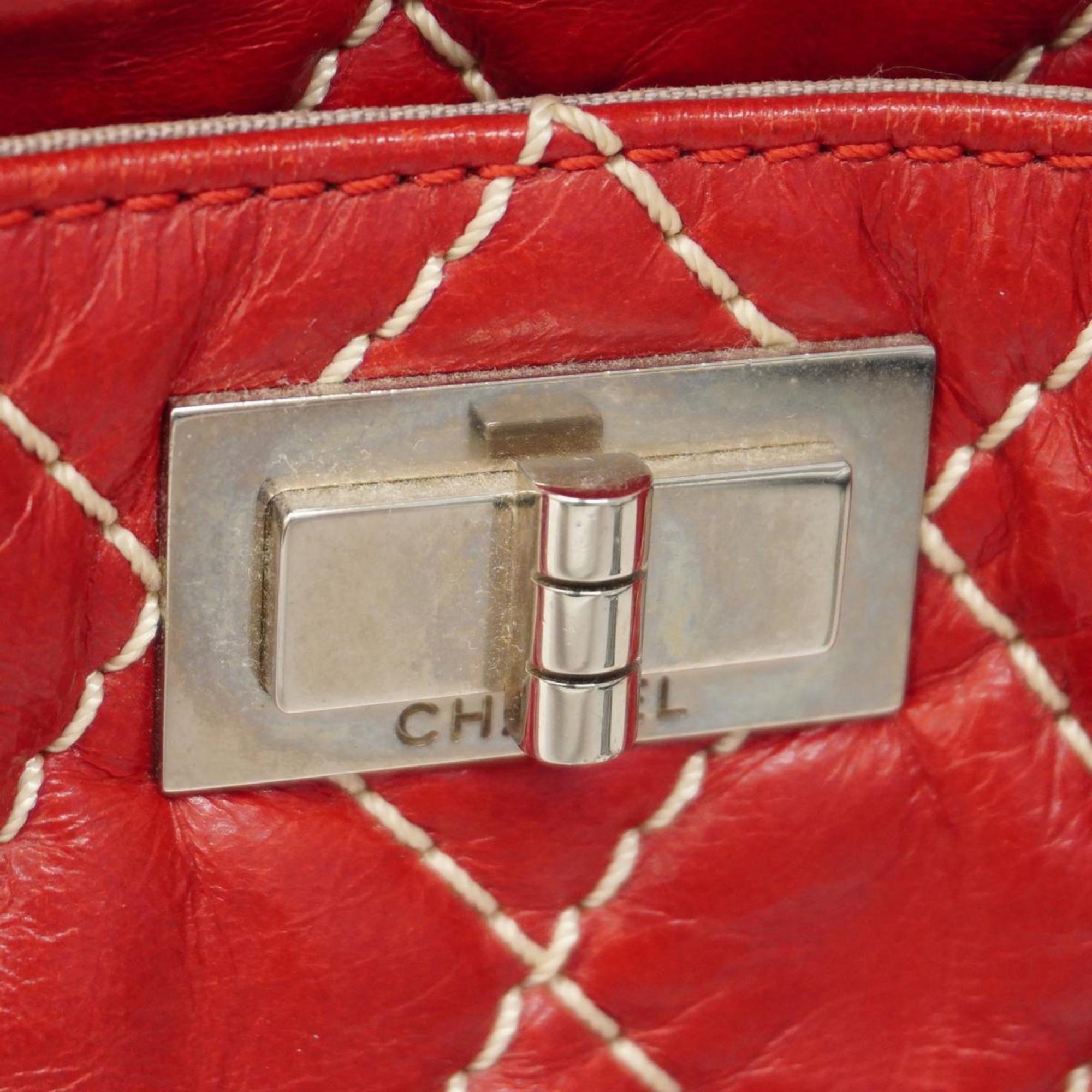 Chanel Shoulder Bag Matelasse 2.55 Chain Leather Red Women's