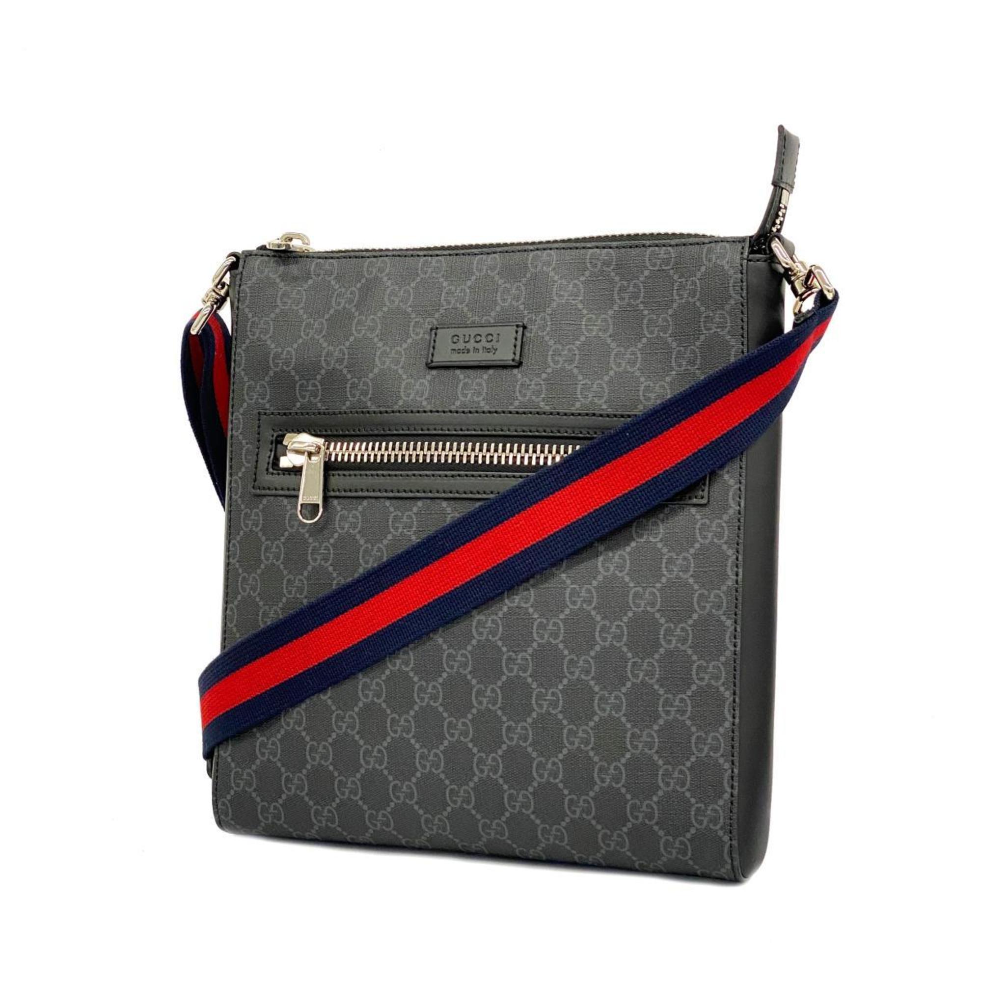 Gucci Shoulder Bag GG Supreme 474137 Grey Black Men's