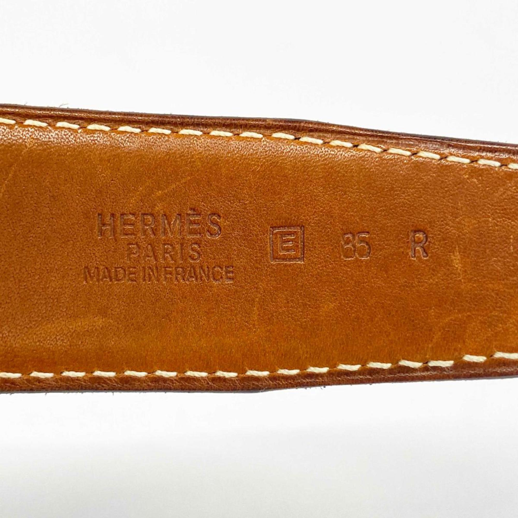 Hermes Belt Constance E Stamp Box Calf Barenia Black Fauve Men's