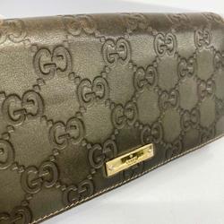 Gucci Long Wallet Guccissima 170426 Leather Grey Champagne Women's