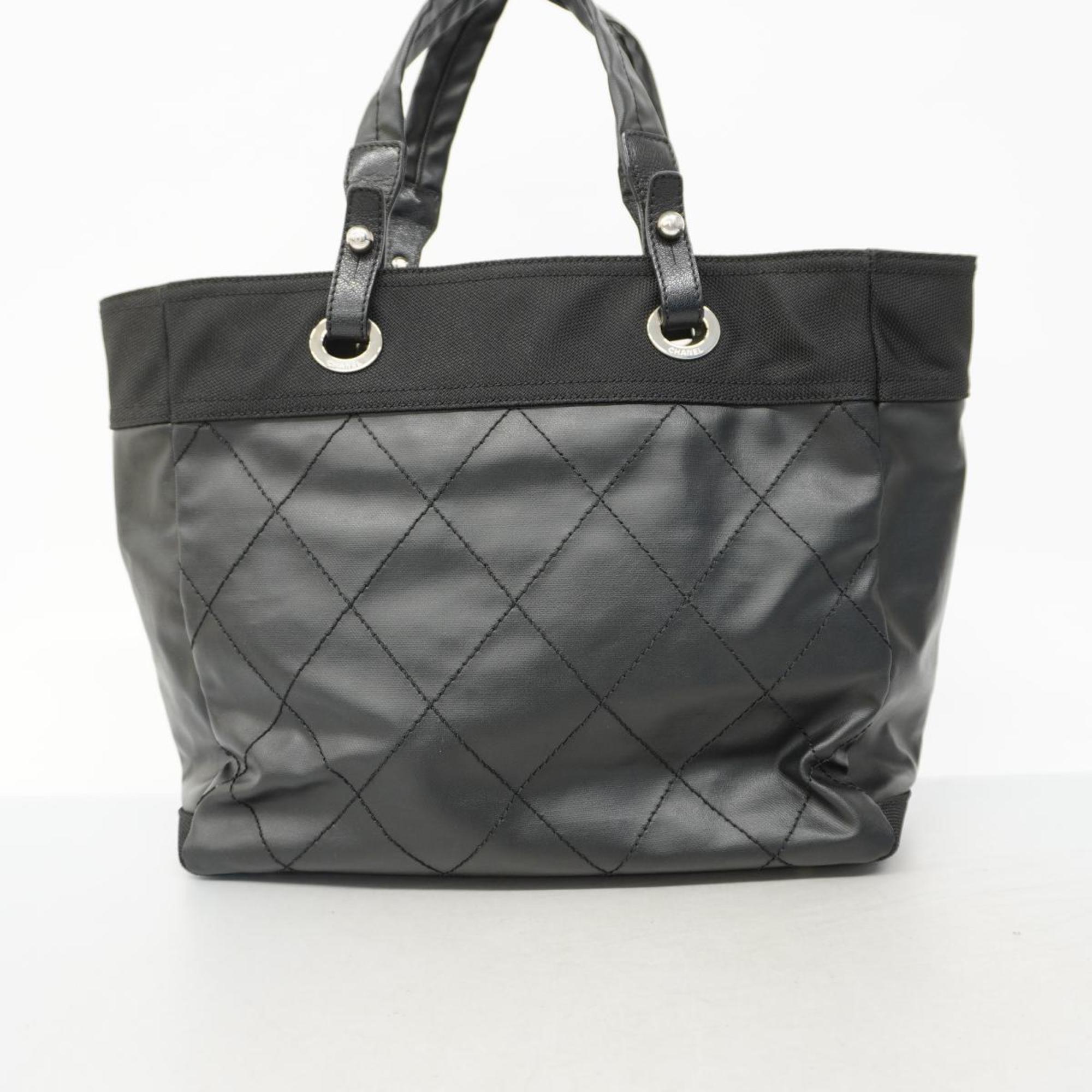 Chanel Tote Bag Paris Biarritz Canvas Black Women's