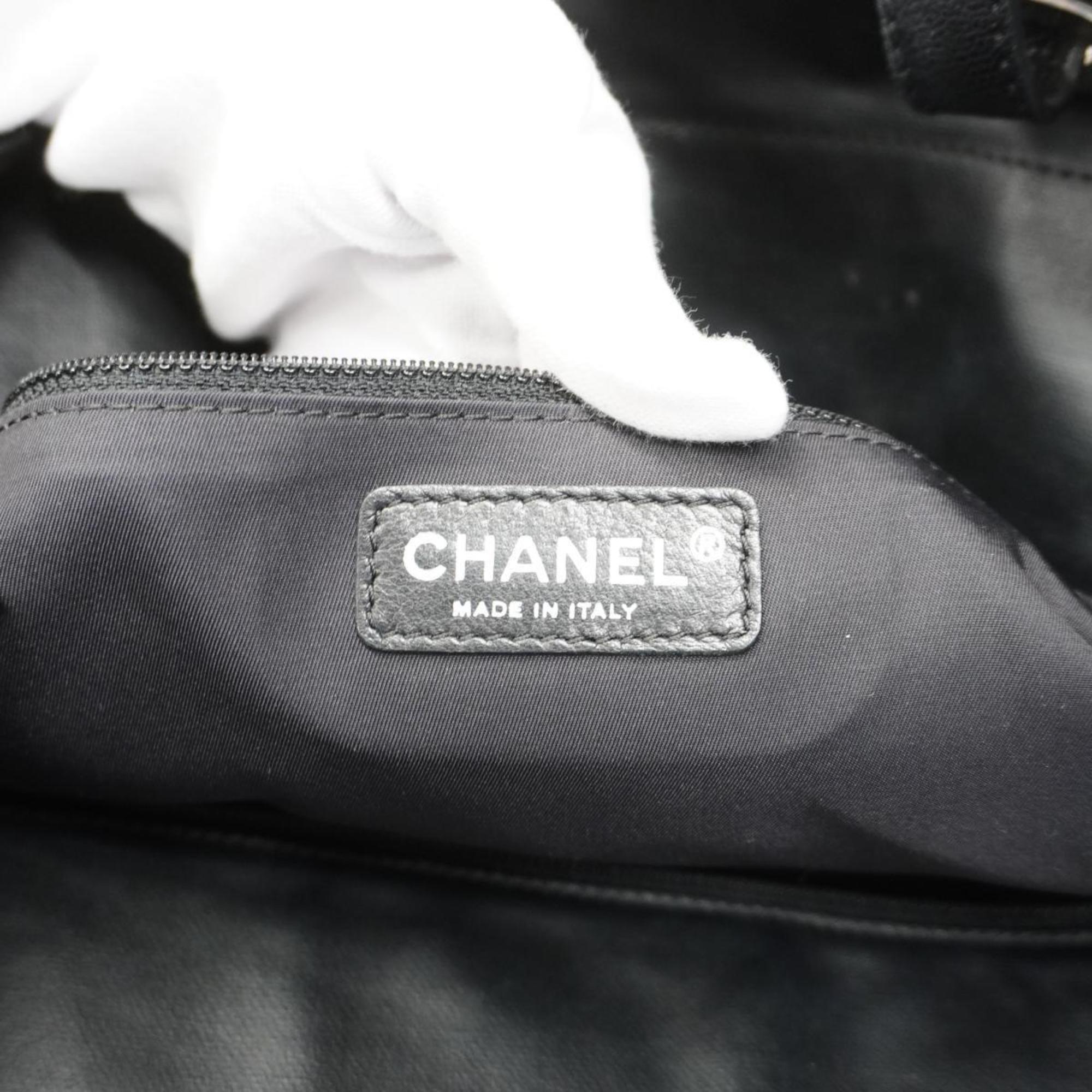 Chanel Tote Bag Paris Biarritz Canvas Black Women's