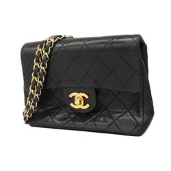 Chanel Shoulder Bag Matelasse Chain Lambskin Black Women's