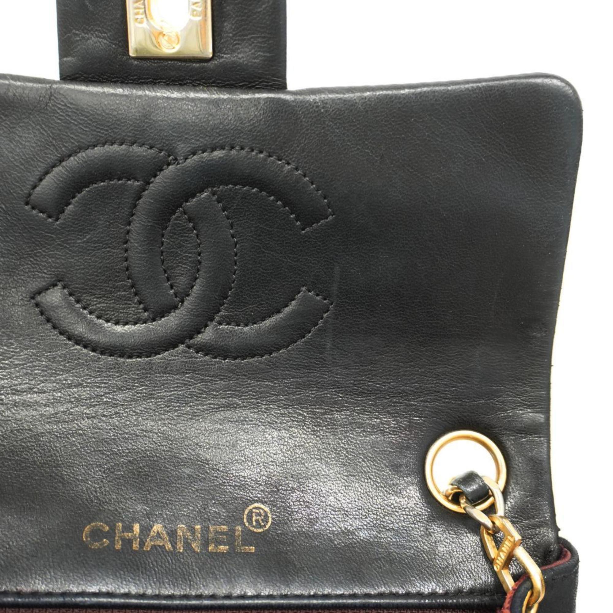 Chanel Shoulder Bag Matelasse Chain Lambskin Black Women's