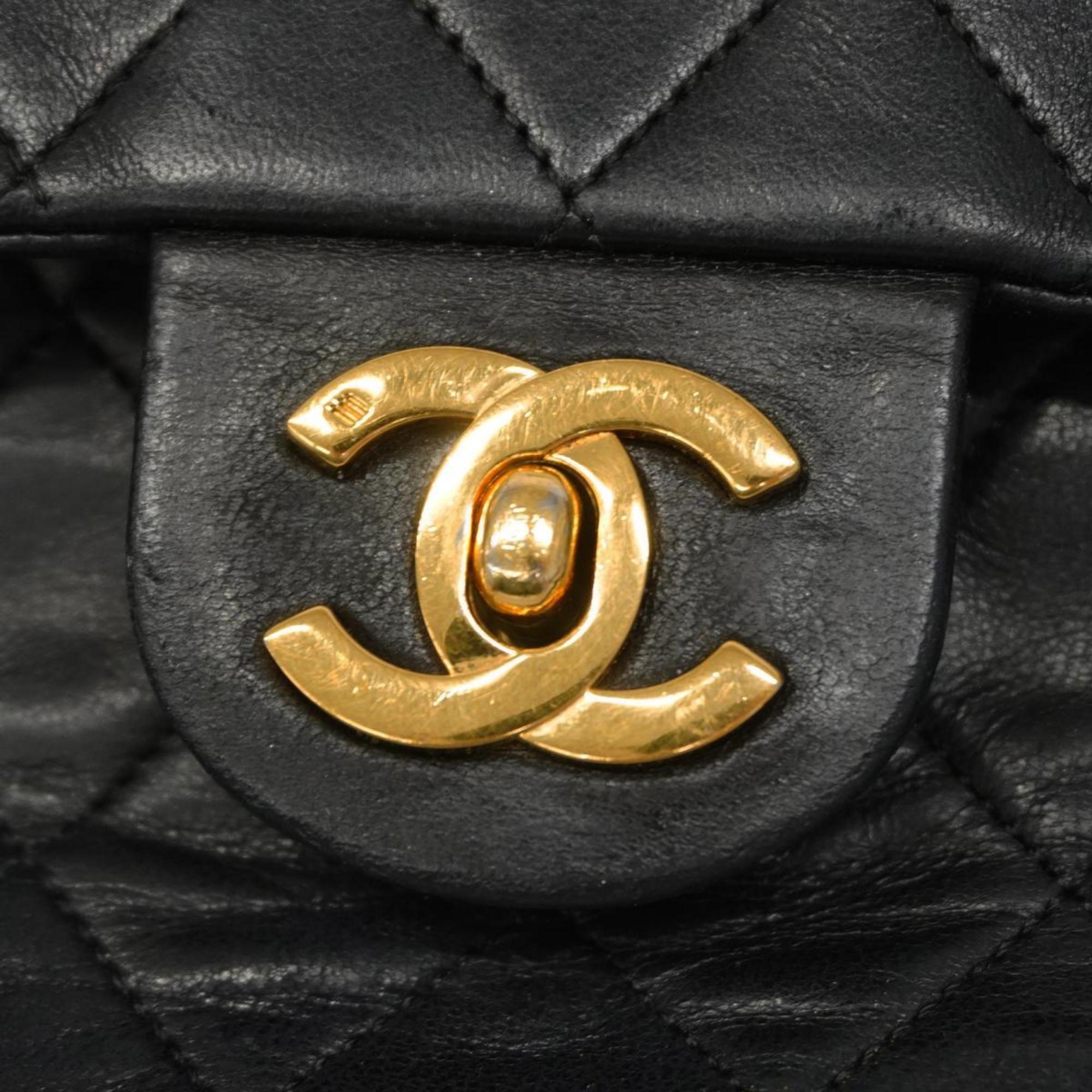 Chanel Shoulder Bag Matelasse Chain Lambskin Black Women's