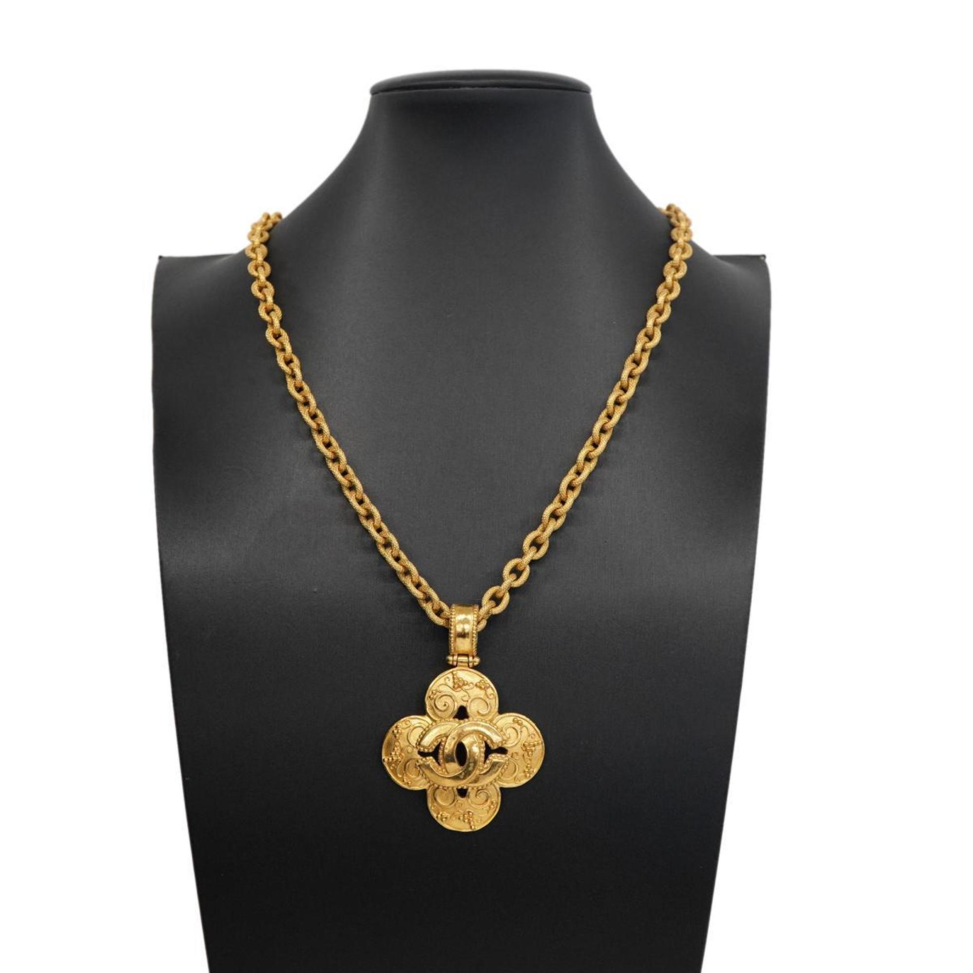 Chanel Necklace Coco Mark GP Plated Gold 96A Women's