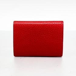 Gucci Tri-fold Wallet GG Marmont 523277 Leather Red Women's