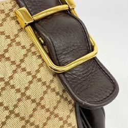 Gucci Shoulder Bag Double G Canvas Leather Brown Women's