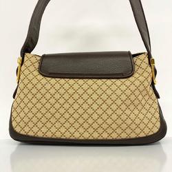 Gucci Shoulder Bag Double G Canvas Leather Brown Women's