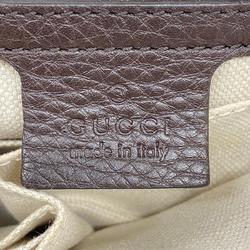 Gucci Shoulder Bag Double G Canvas Leather Brown Women's