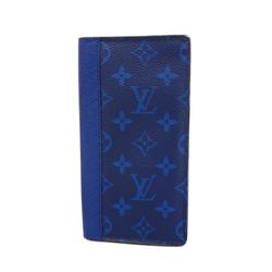 Louis Vuitton Long Wallet Taigarama Portefeuille Brazza M30297 Blue Men's