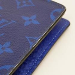 Louis Vuitton Long Wallet Taigarama Portefeuille Brazza M30297 Blue Men's