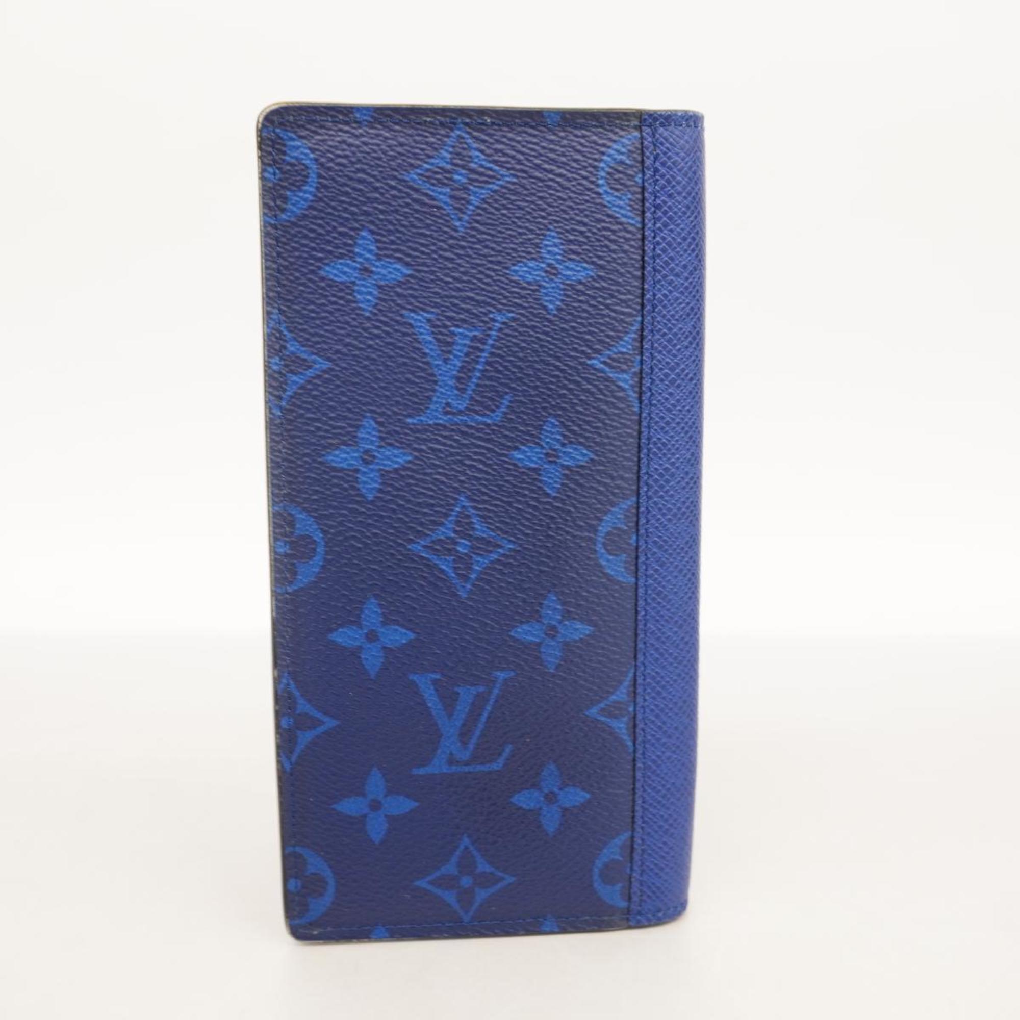 Louis Vuitton Long Wallet Taigarama Portefeuille Brazza M30297 Blue Men's