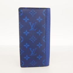 Louis Vuitton Long Wallet Taigarama Portefeuille Brazza M30297 Blue Men's