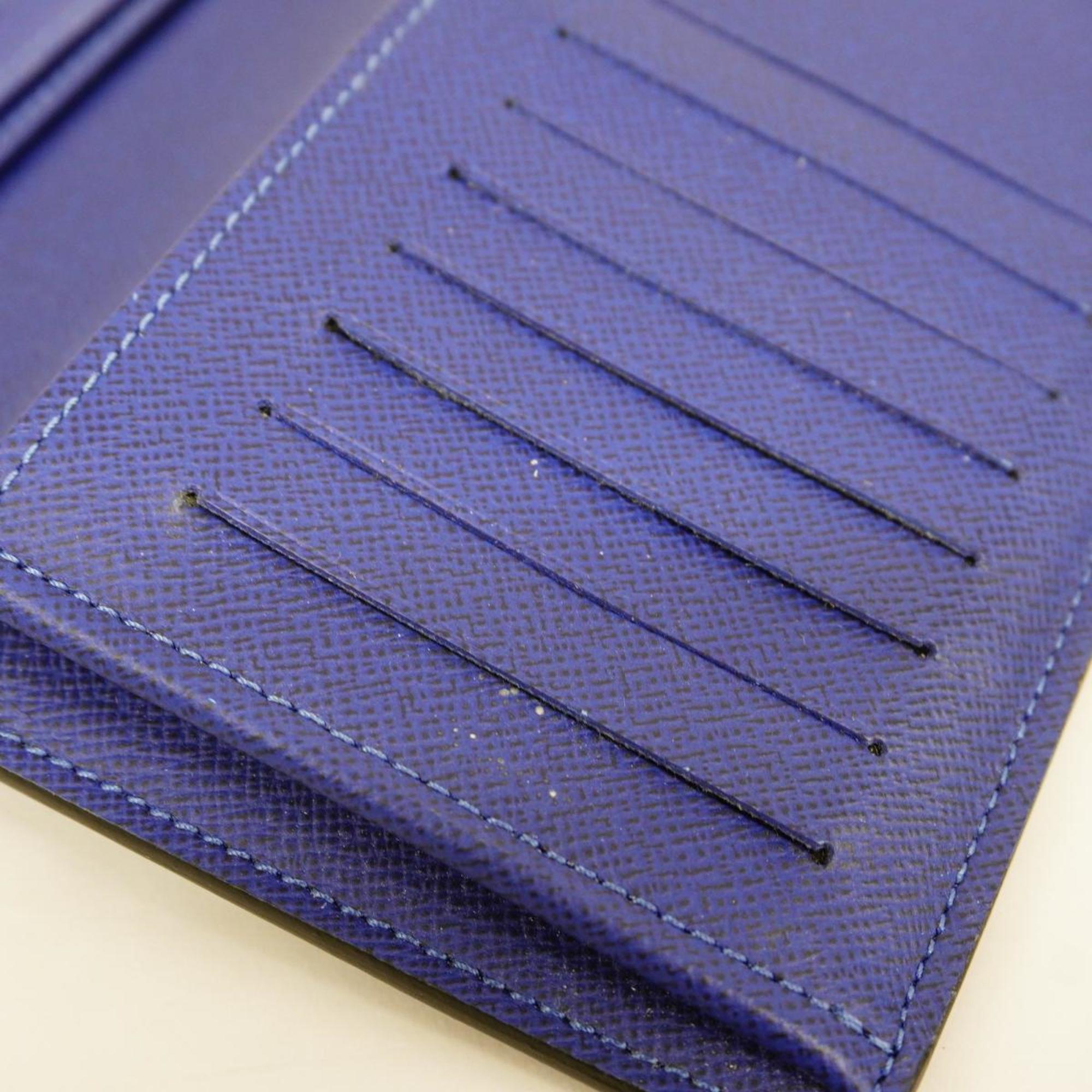 Louis Vuitton Long Wallet Taigarama Portefeuille Brazza M30297 Blue Men's