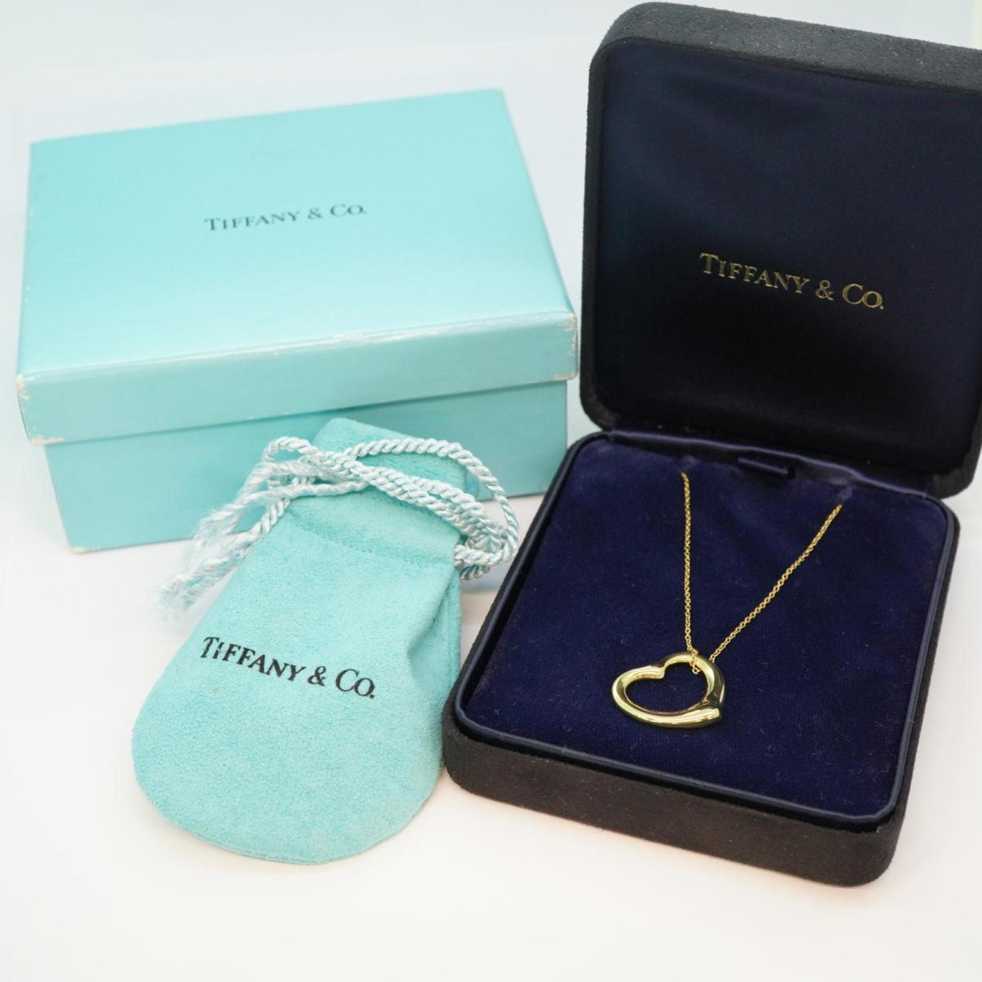 Tiffany Necklace Heart 5PD Diamond K18YG Yellow Gold Women's