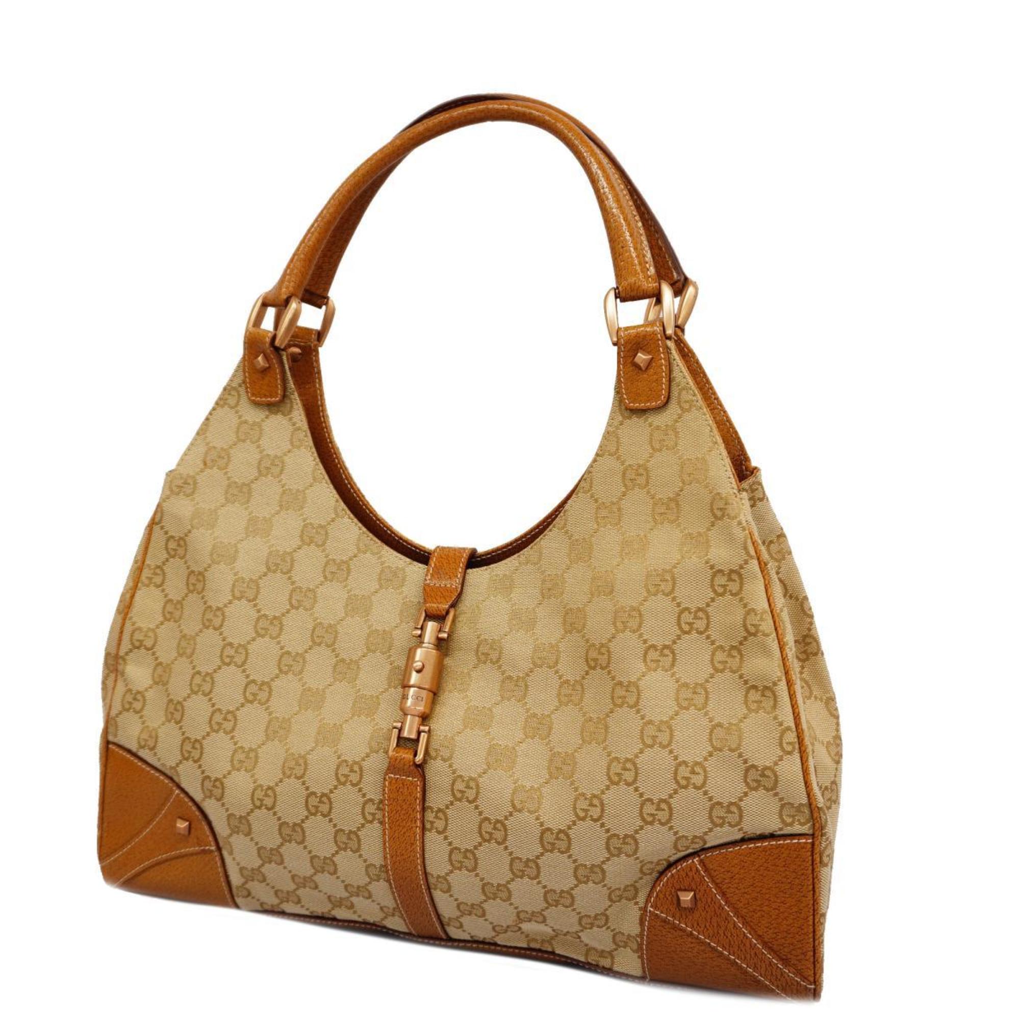 Gucci Handbag GG Canvas New Jackie 124404 Brown Beige Women's