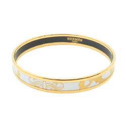 Hermes Bangle, Enamel PM, GP Plating, Cloisonne, Gold, White, Women's