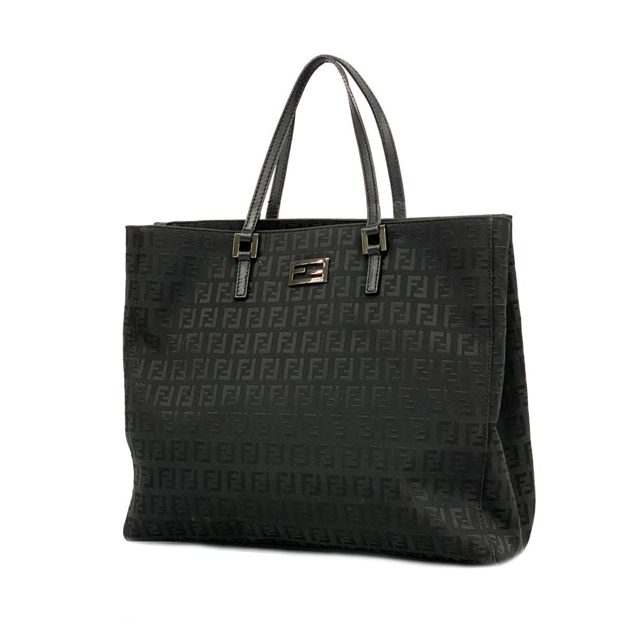 Fendi Zucchino Tote Bag Nylon Canvas Black Women's