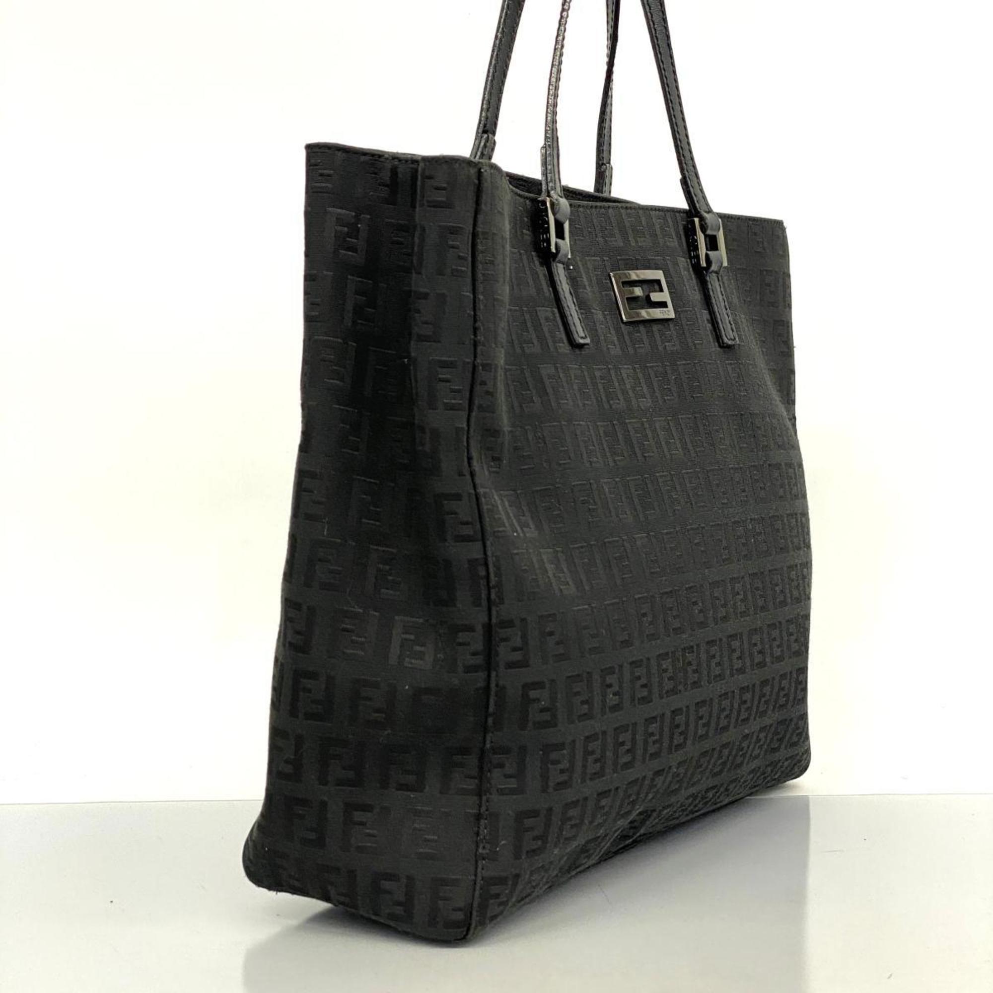 Fendi Zucchino Tote Bag Nylon Canvas Black Women's