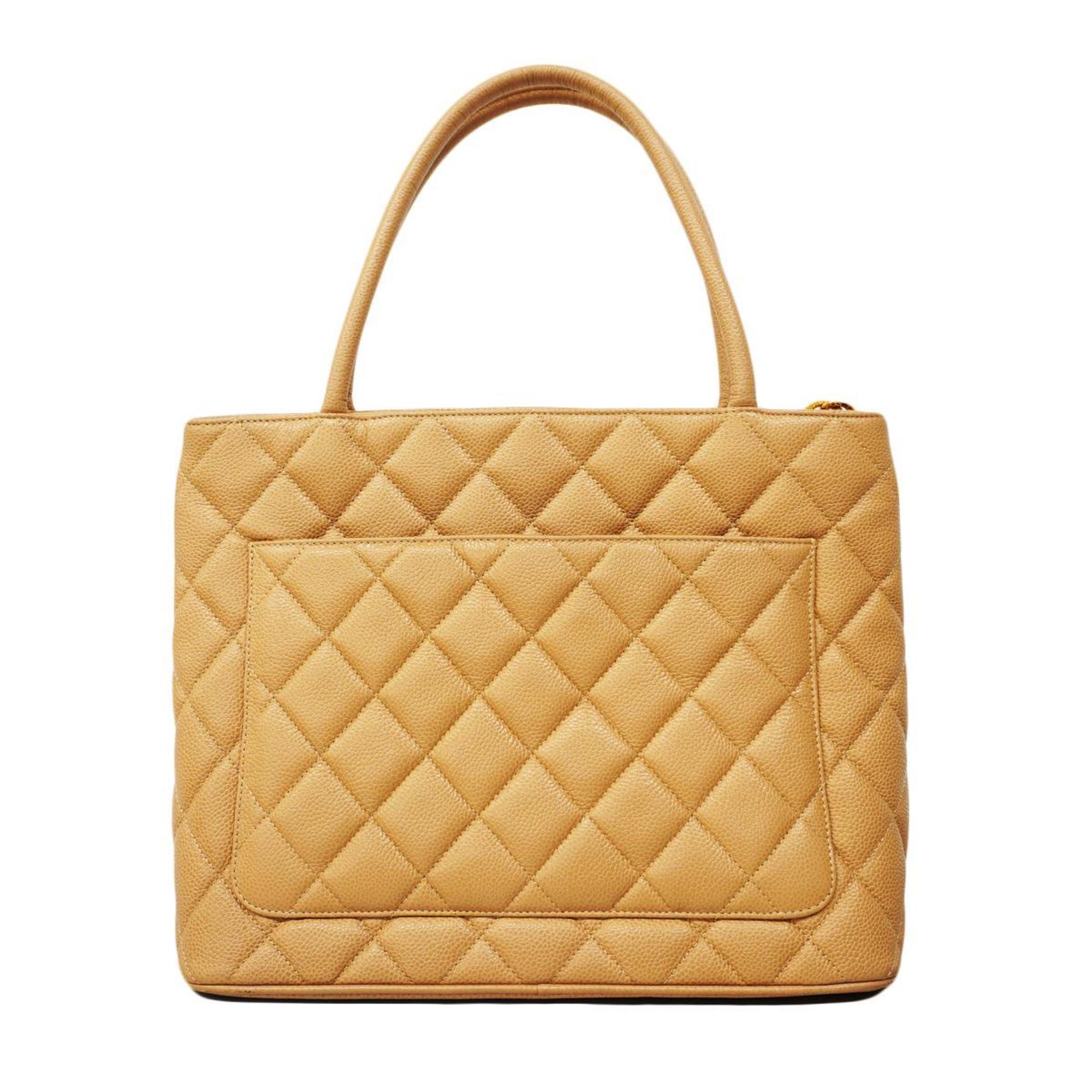 Chanel Tote Bag, Reproduction Tote, Caviar Skin, Beige, Women's