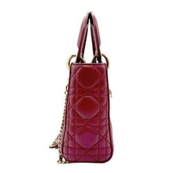 Christian Dior handbag shoulder bag Lady lambskin wine red women's z2108