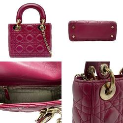 Christian Dior handbag shoulder bag Lady lambskin wine red women's z2108