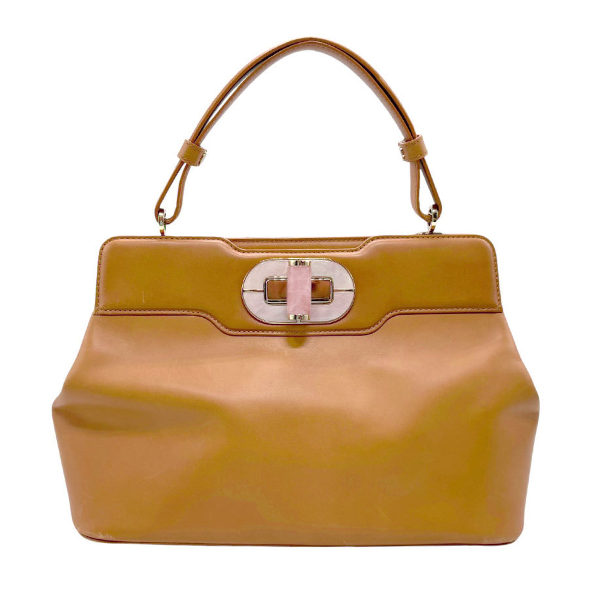 BVLGARI handbag shoulder bag leather camel ladies z2522