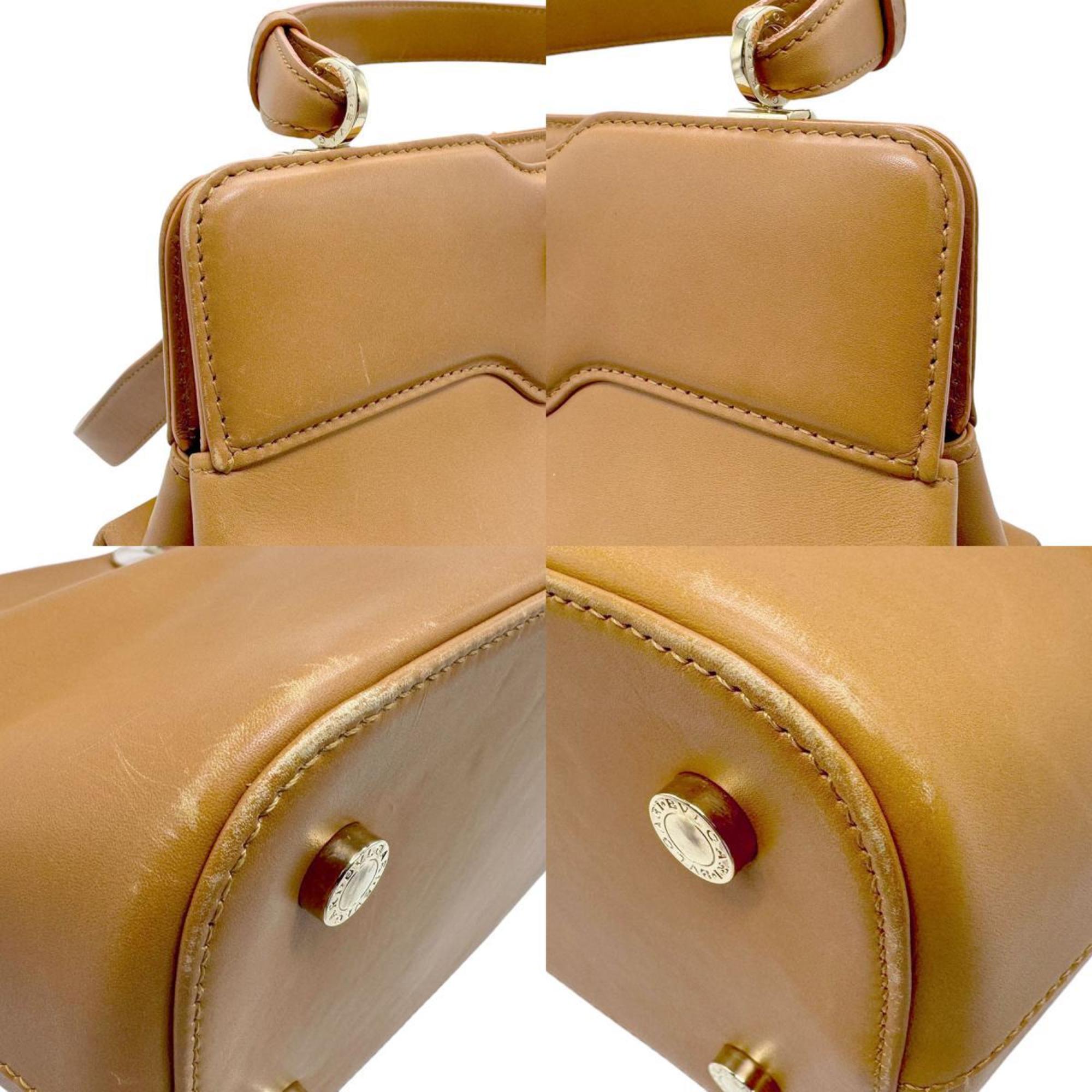 BVLGARI handbag shoulder bag leather camel ladies z2522