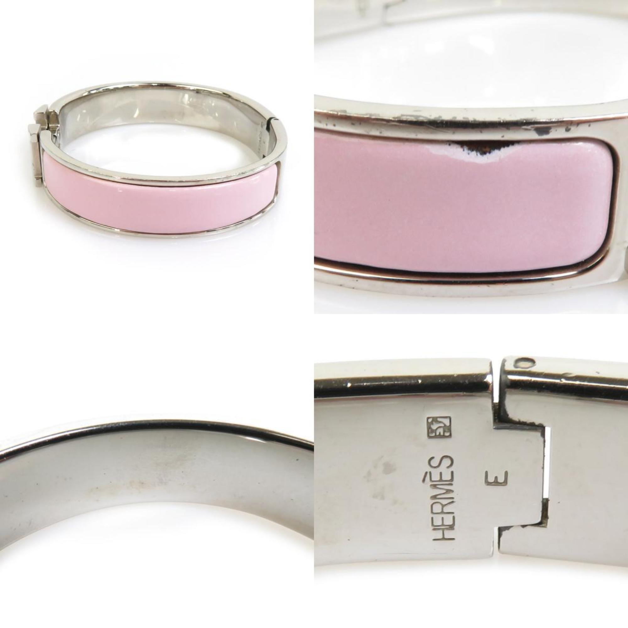 Hermes HERMES Bangle Bracelet Click Clack Metal Enamel Silver Light Pink Women's e59249m