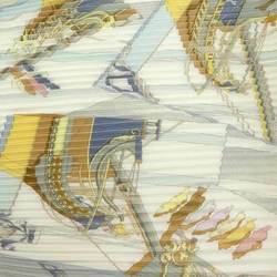 Hermes HERMES Scarf Pleated Silk White Multicolor Women's e59241a