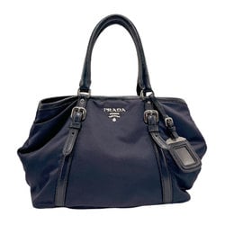 PRADA handbag shoulder bag nylon leather navy women's n0430