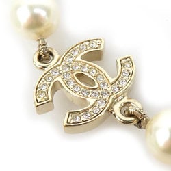 CHANEL Necklace Faux Pearl Metal White Women's r10189a