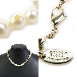 CHANEL Necklace Faux Pearl Metal White Women's r10189a