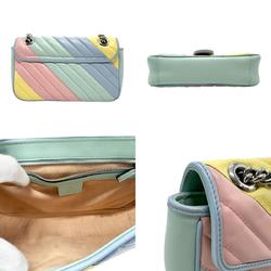 GUCCI Shoulder Bag GG Marmont Leather Multicolor Silver Women's 443497 z2538