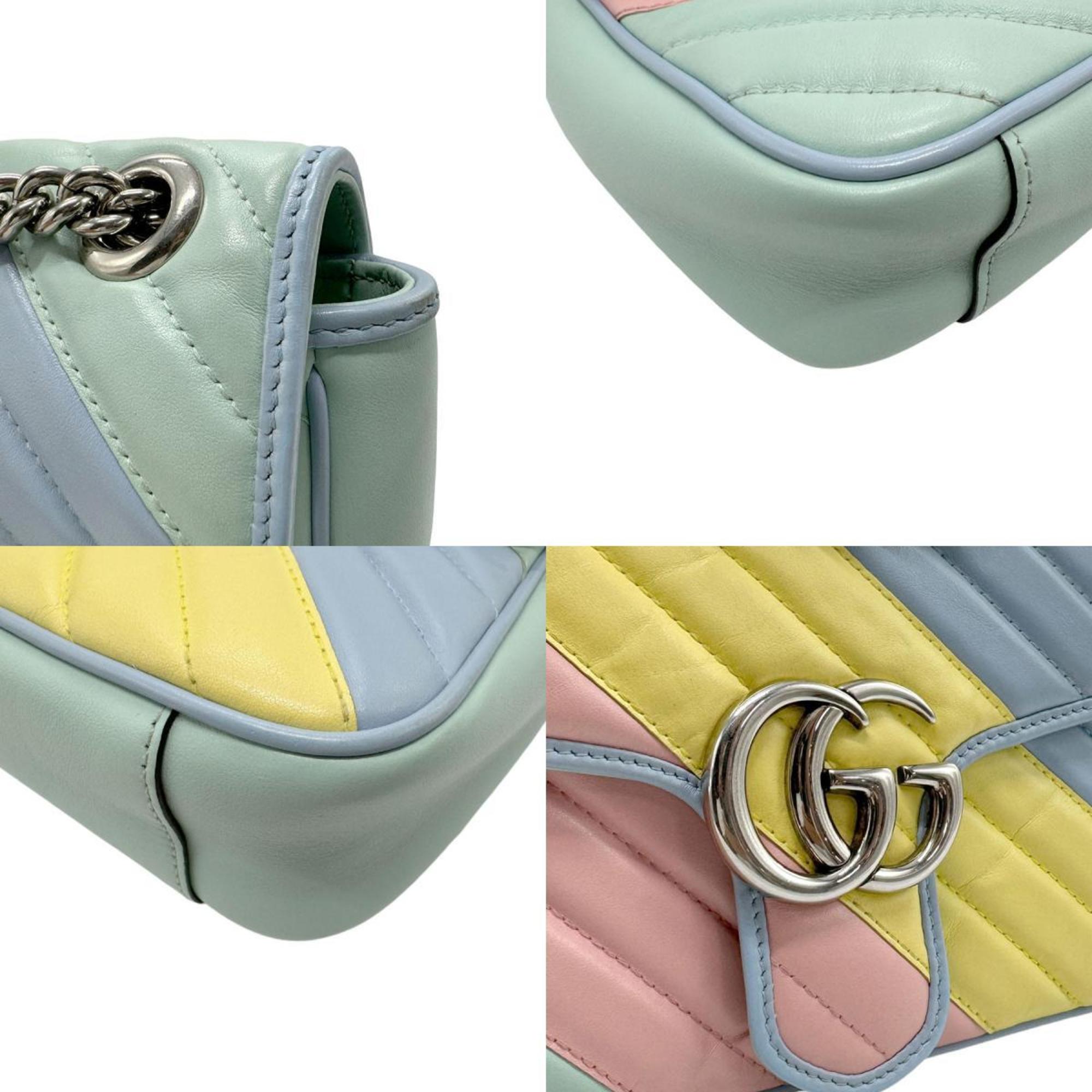 GUCCI Shoulder Bag GG Marmont Leather Multicolor Silver Women's 443497 z2538