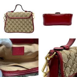 GUCCI Handbag Shoulder Bag GG Marmont Canvas Leather Red x Brown Women's 583571 z2518