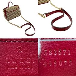 GUCCI Handbag Shoulder Bag GG Marmont Canvas Leather Red x Brown Women's 583571 z2518