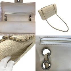 CHANEL Shoulder Bag Tweed Light Beige Silver Women's z2513