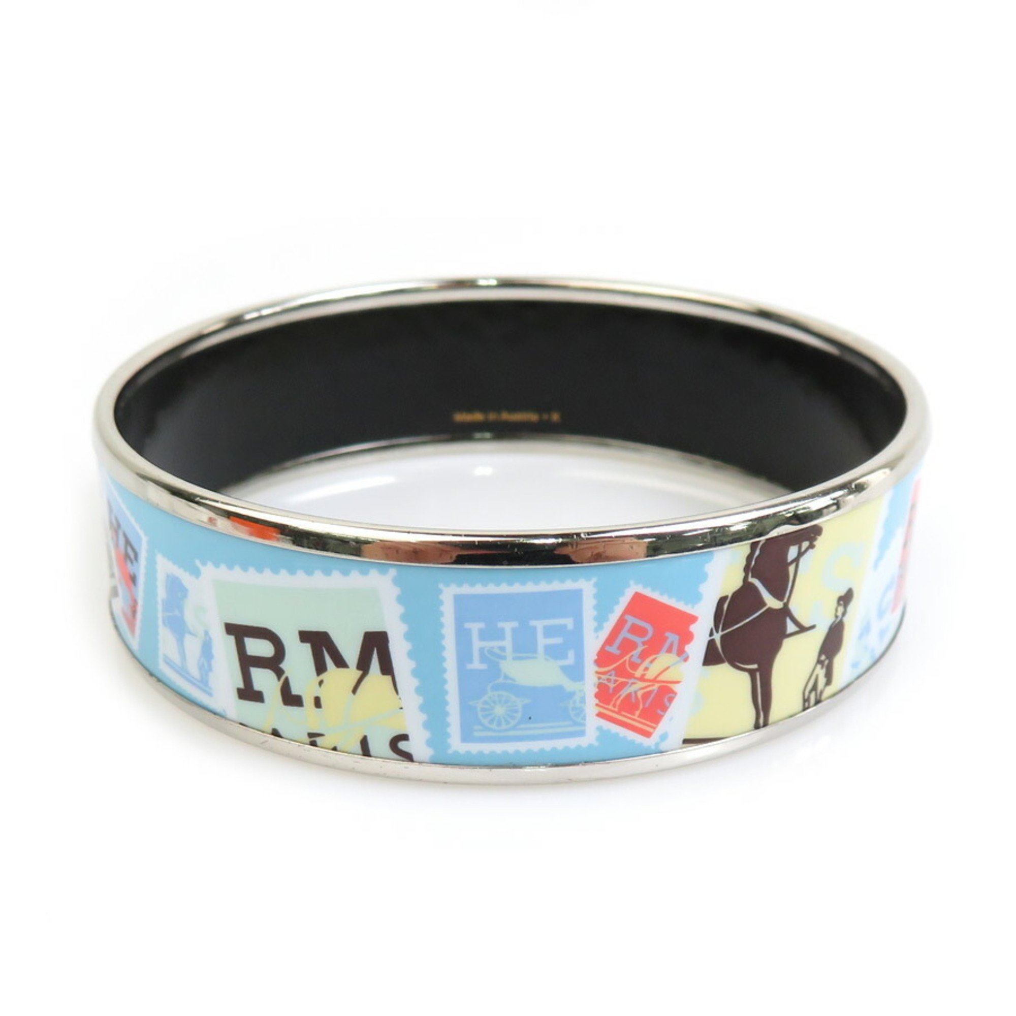 Hermes HERMES Bangle Bracelet Emaille Metal Enamel Silver Blue Multicolor Women's e59264a