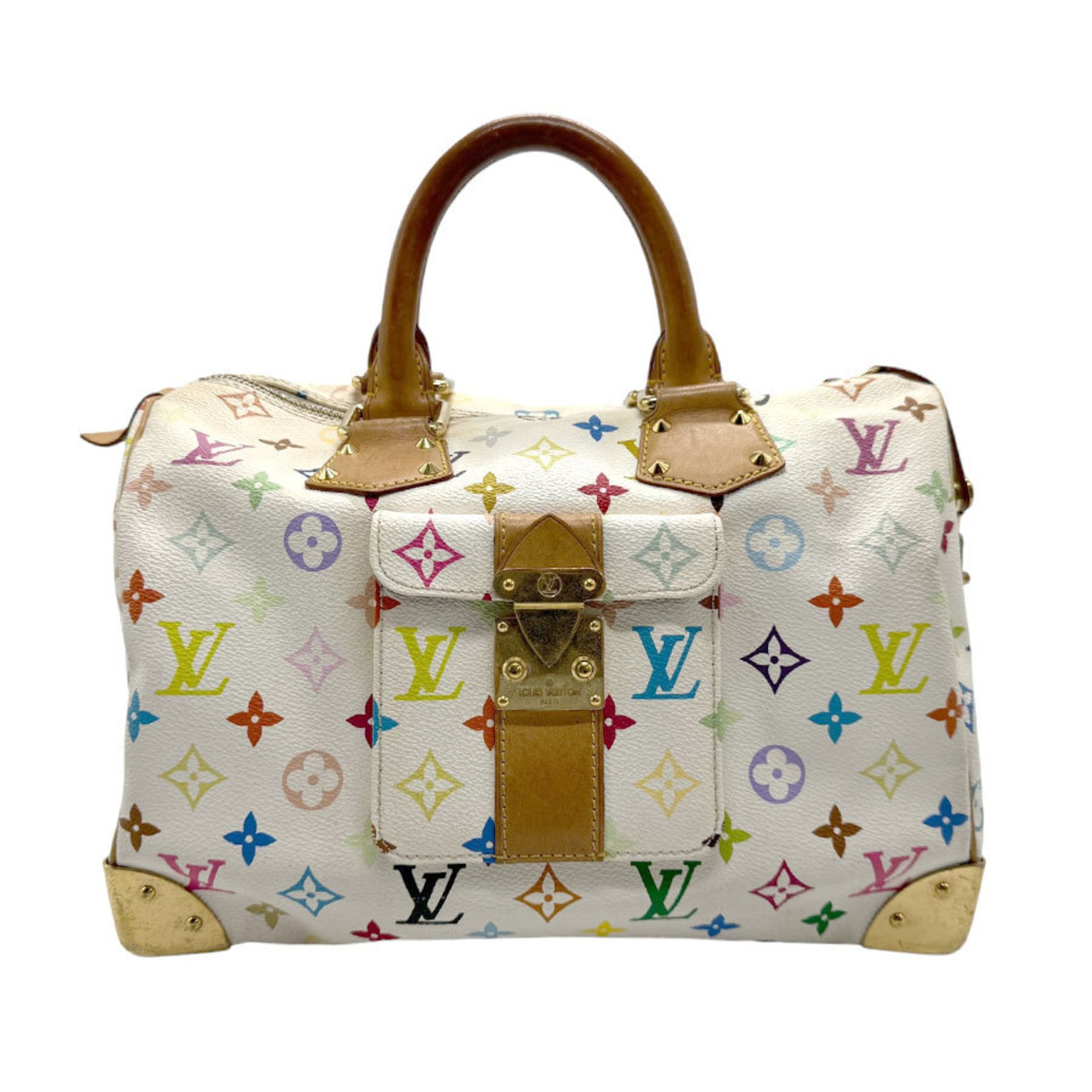 Louis Vuitton LOUIS VUITTON Handbag Monogram Multicolor Speedy 30 Blanc Women's M92643 n0429