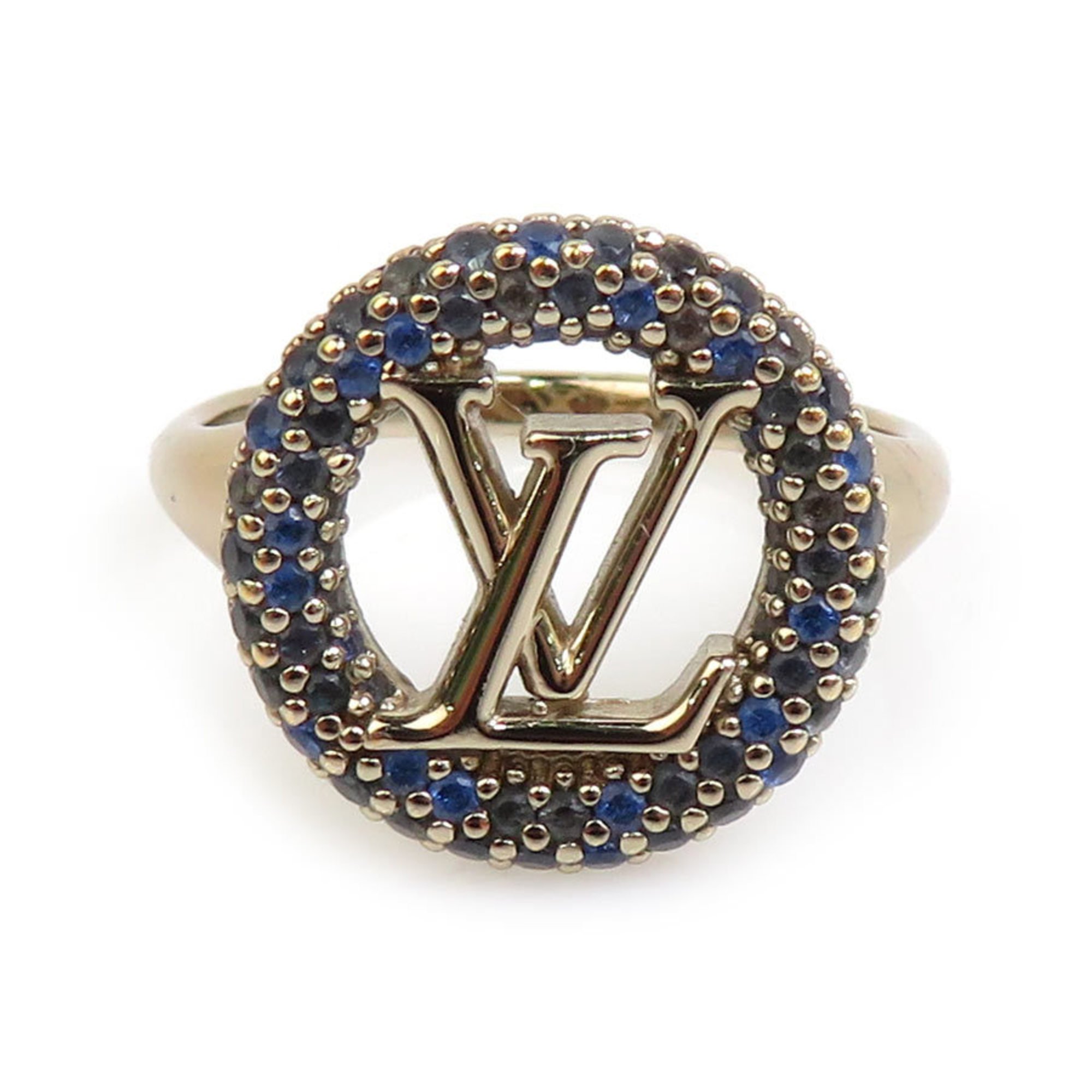 Louis Vuitton LOUIS VUITTON Ring Metal Rhinestone Gold Blue Men's Women's M1266L e59265k