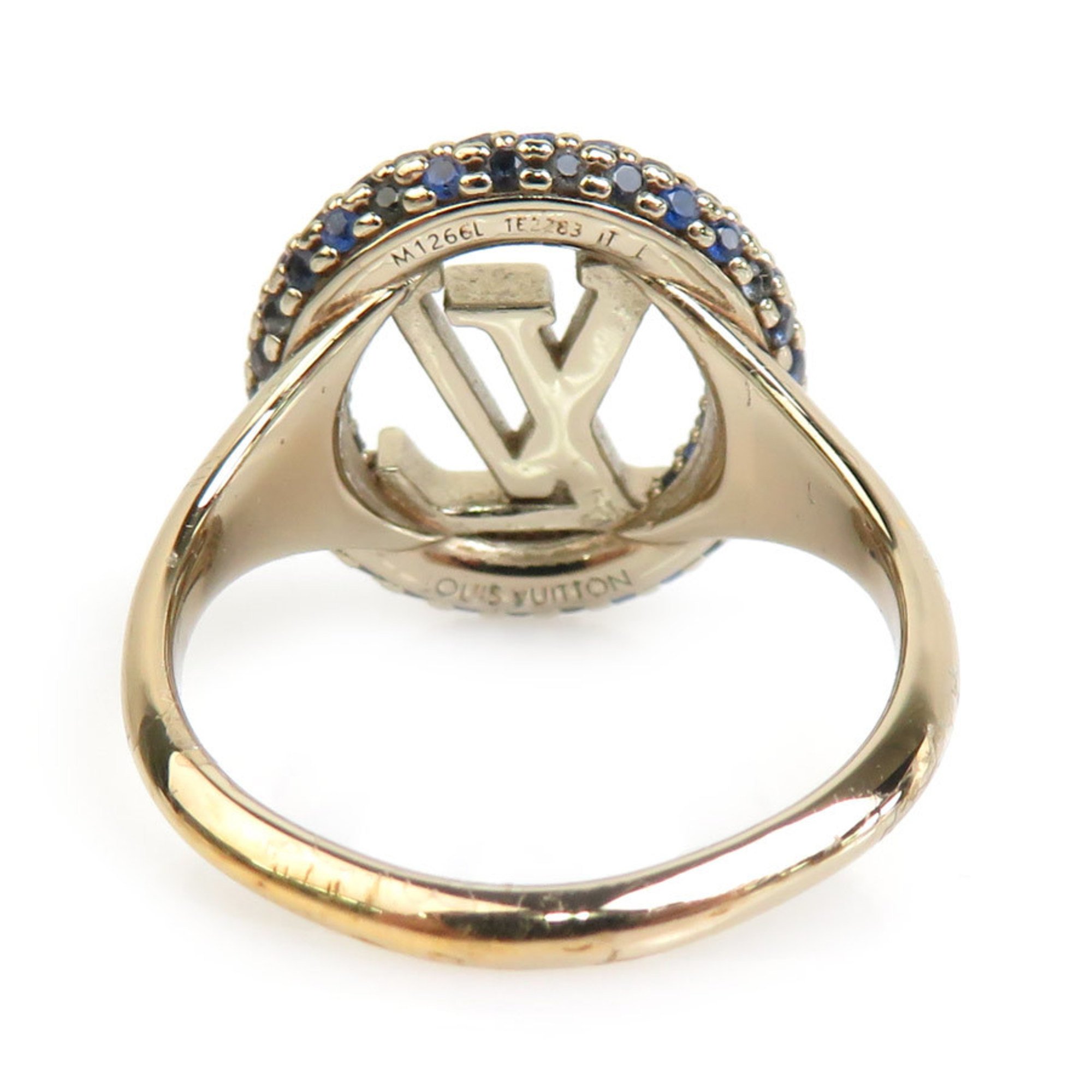 Louis Vuitton LOUIS VUITTON Ring Metal Rhinestone Gold Blue Men's Women's M1266L e59265k