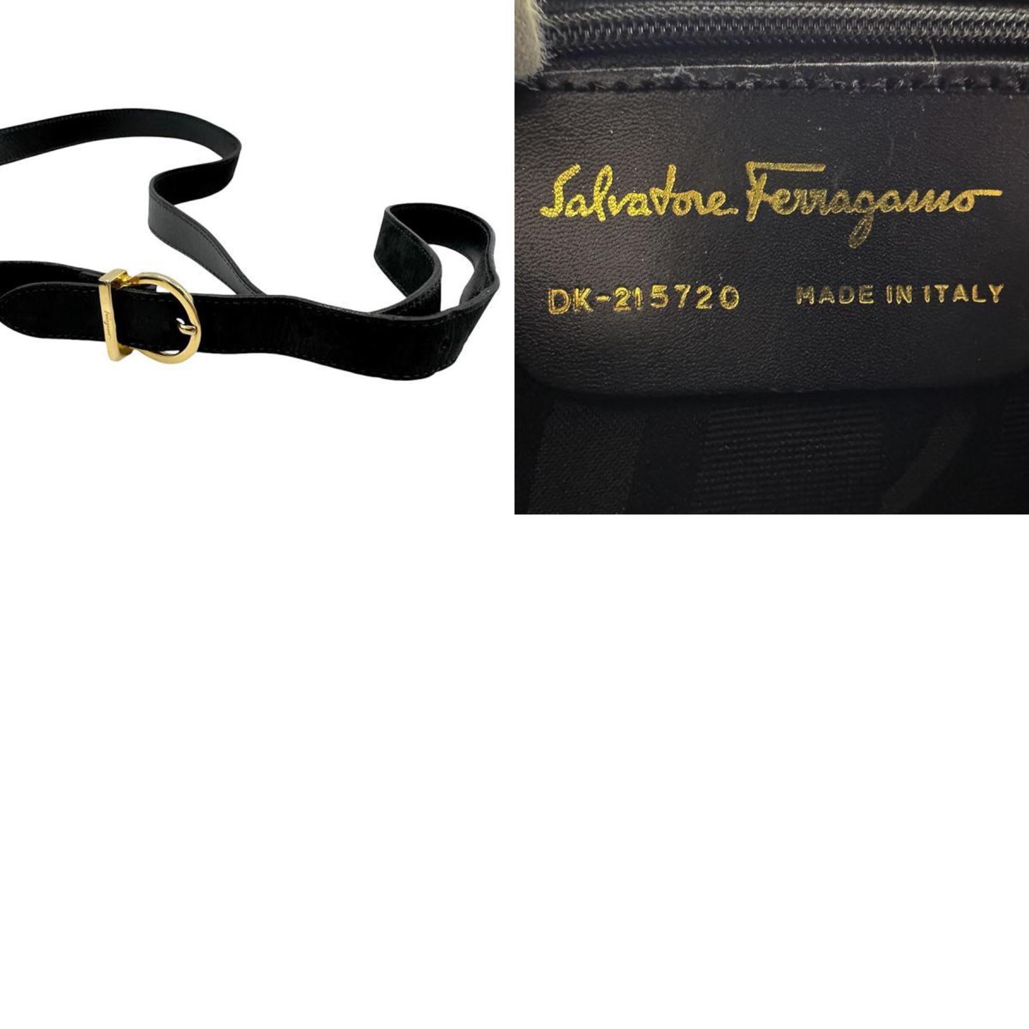 Salvatore Ferragamo Vara Suede Black Shoulder Bag for Women z2537